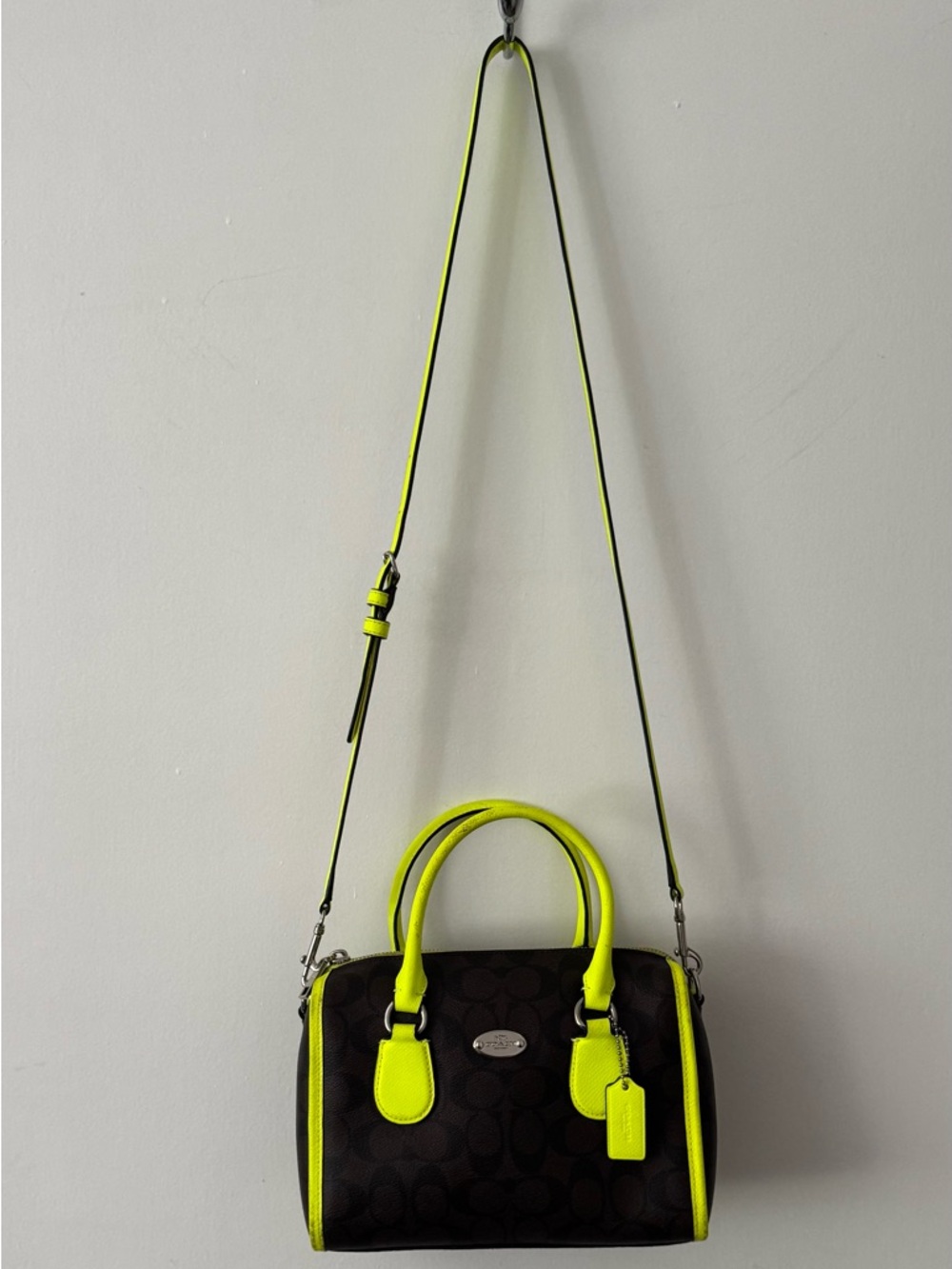 Coach Monogram Cross body with Neon Trim